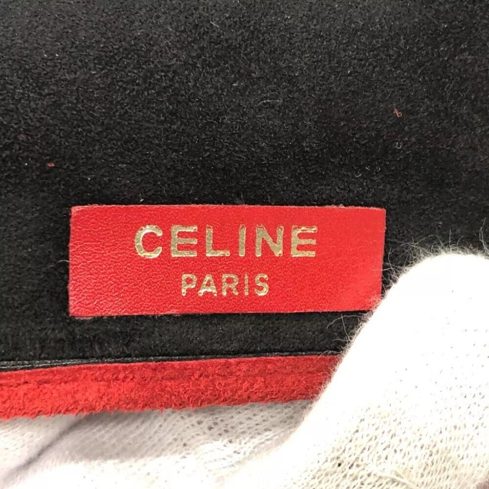 CELINE Jewelry case logo Bifold pouch Accessory case suede Red/GoldHardware - Picture 6 of 16